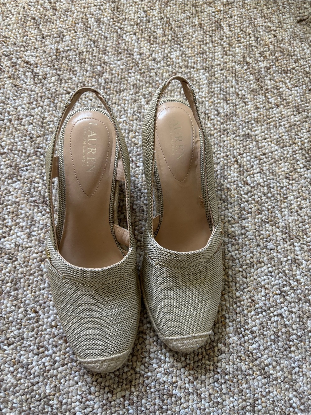 Lauren Ralph Lauren Natural Beige Espadrille Slingback Wedges